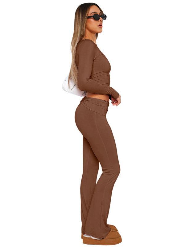 comfortable, slim, slim, anti-waist, low-waist flared pants - 808Lush