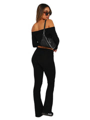 comfortable, slim, slim, anti-waist, low-waist flared pants - 808Lush