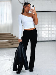 comfortable, slim, slim, anti-waist, low-waist flared pants - 808Lush