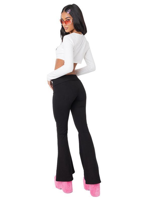 comfortable, slim, slim, anti-waist, low-waist flared pants - 808Lush