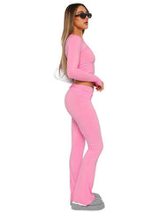 comfortable, slim, slim, anti-waist, low-waist flared pants - 808Lush