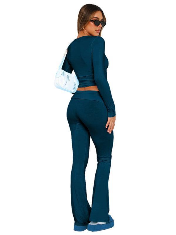 comfortable, slim, slim, anti-waist, low-waist flared pants - 808Lush