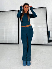 comfortable, slim, slim, anti-waist, low-waist flared pants - 808Lush