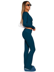 comfortable, slim, slim, anti-waist, low-waist flared pants - 808Lush