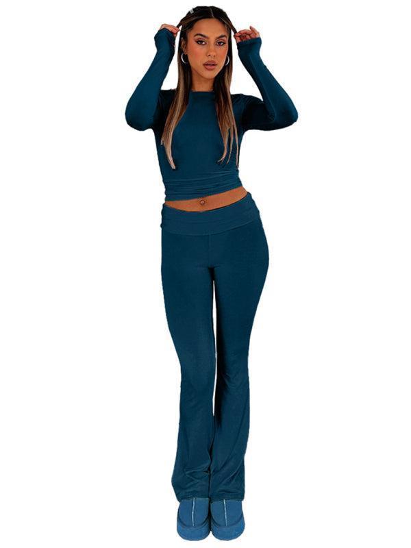 comfortable, slim, slim, anti-waist, low-waist flared pants - 808Lush