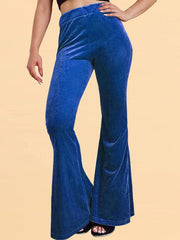 Women's pants velvet flared pants elastic elastic high waist flared pants casual trousers - 808Lush
