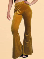 Women's pants velvet flared pants elastic elastic high waist flared pants casual trousers - 808Lush