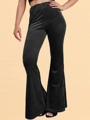 Women's pants velvet flared pants elastic elastic high waist flared pants casual trousers - 808Lush