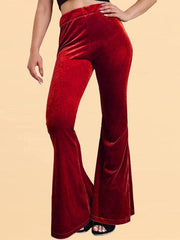 Women's pants velvet flared pants elastic elastic high waist flared pants casual trousers - 808Lush