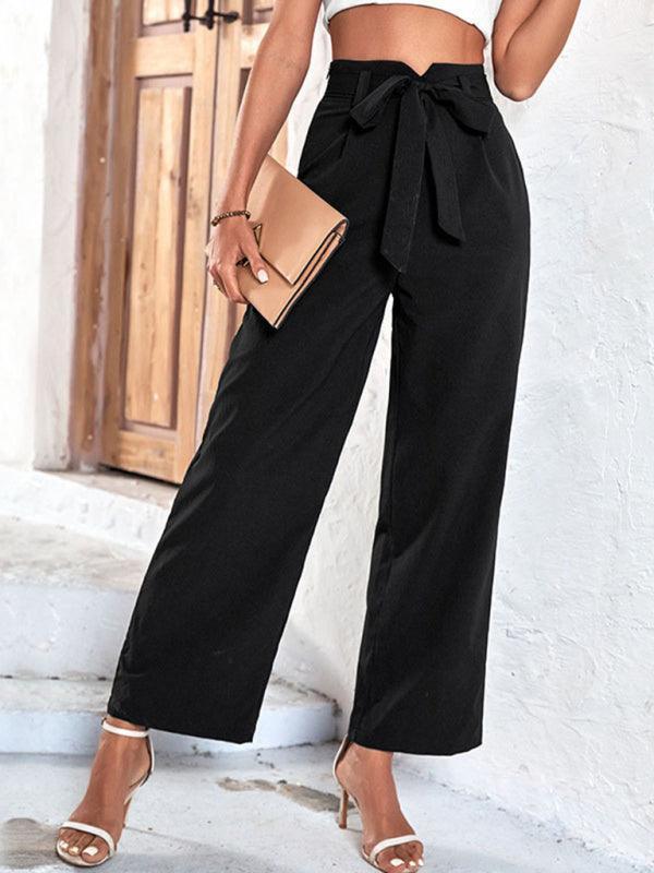 Women's style black cropped casual pants - 808Lush