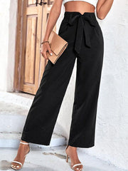 Women's style black cropped casual pants - 808Lush