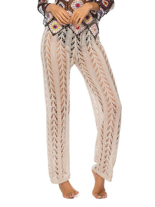 Sexy hollow loose wide leg holiday style beach trousers - 808Lush