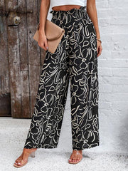 Women's elegant geometric print loose trousers - 808Lush