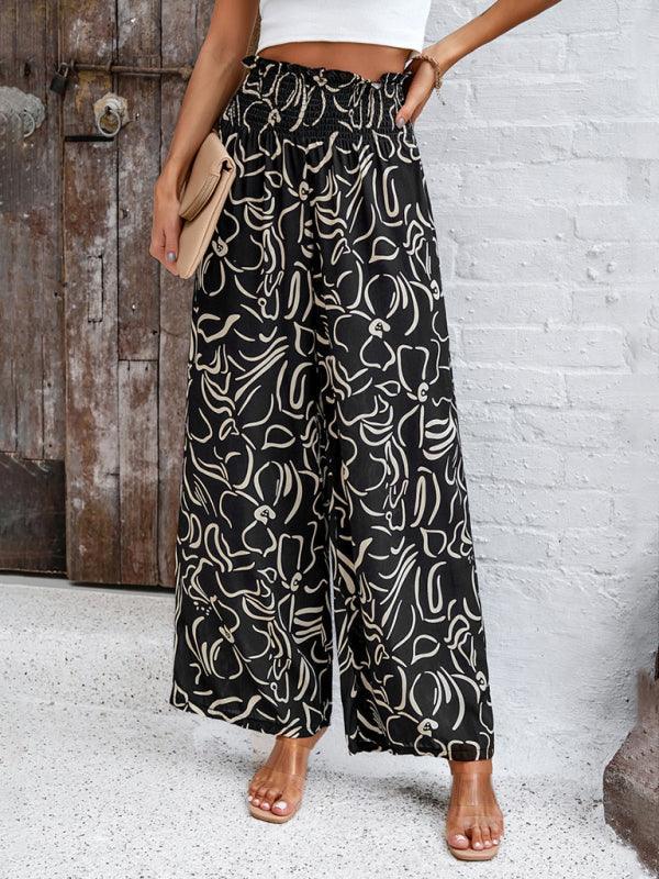 Women's elegant geometric print loose trousers - 808Lush