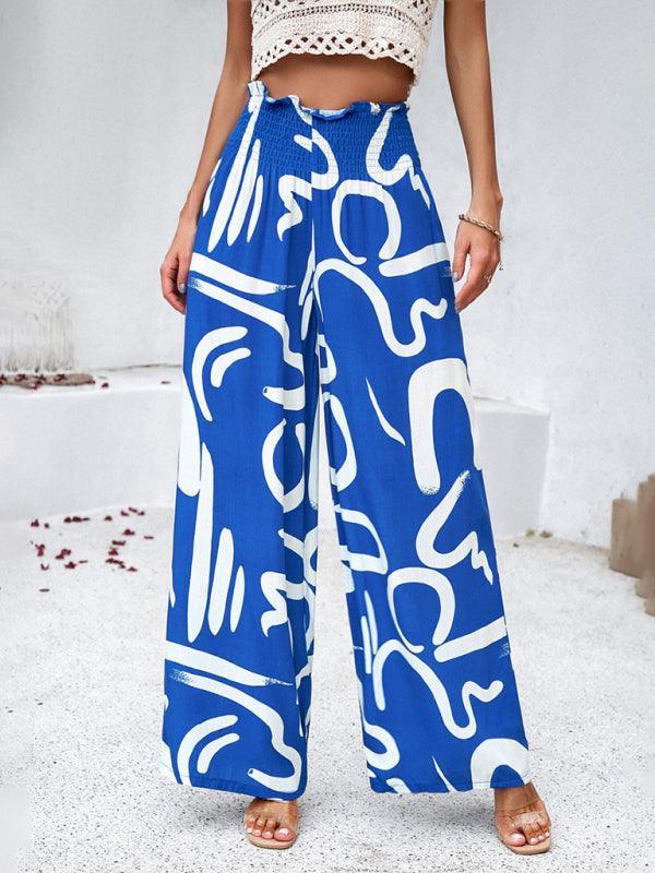 Women's elegant geometric print loose trousers - 808Lush