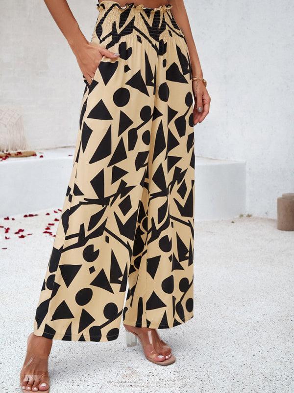 Women's elegant geometric print loose trousers - 808Lush