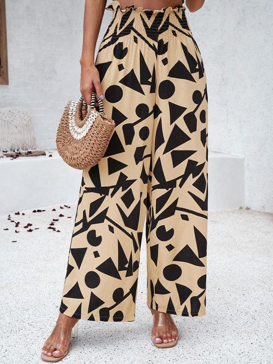 Women's elegant geometric print loose trousers - 808Lush