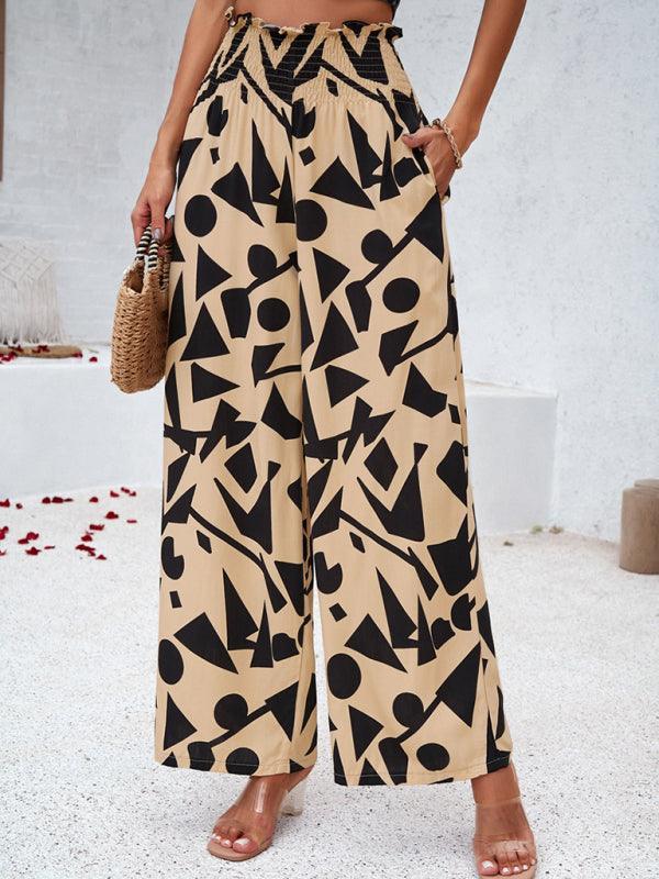 Women's elegant geometric print loose trousers - 808Lush
