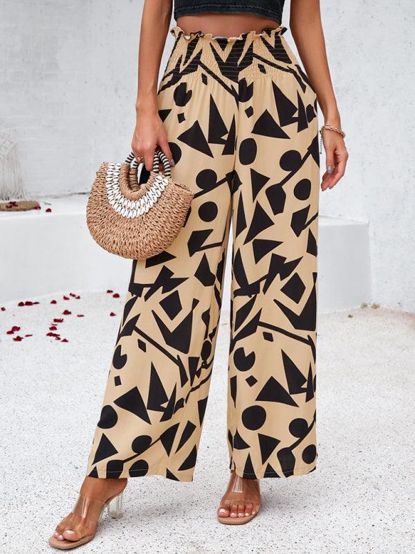 Women's elegant geometric print loose trousers - 808Lush