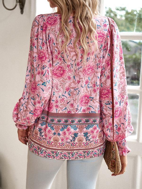 Women's Bohemian Casual Floral Print blouse - 808Lush