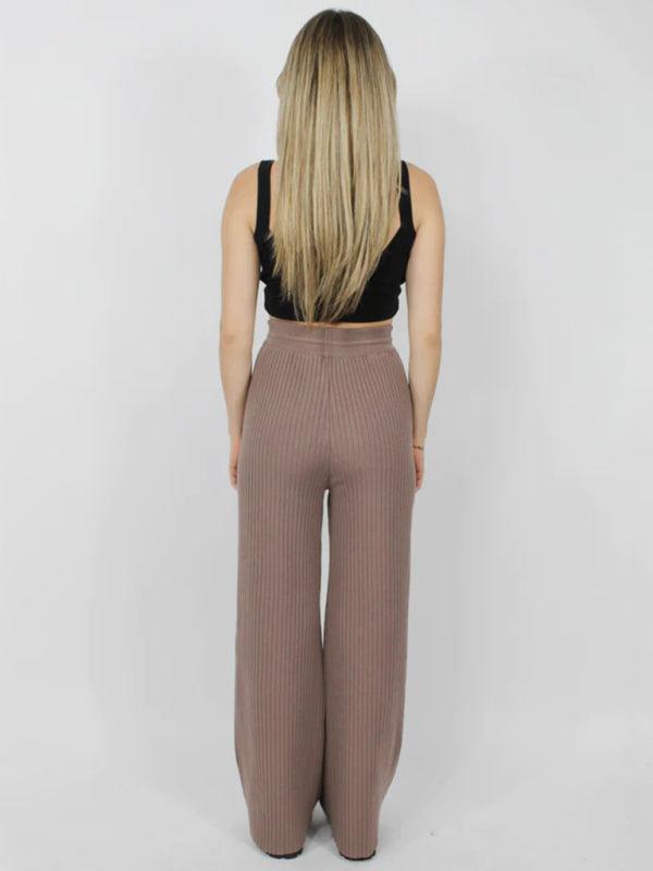 casual drawstring loose lace straight women's trousers - 808Lush