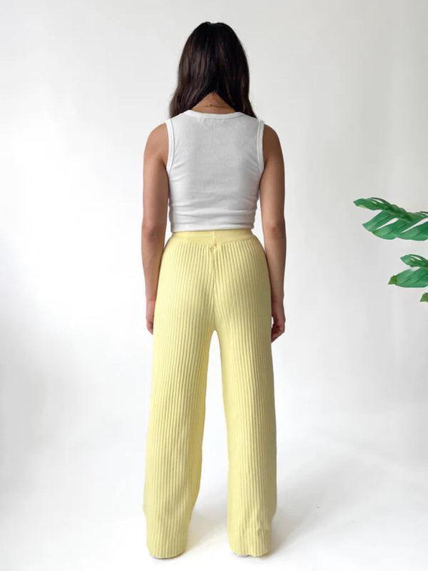 casual drawstring loose lace straight women's trousers - 808Lush