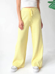 casual drawstring loose lace straight women's trousers - 808Lush