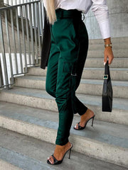 Women's Fashion Slim Fit PU Leather Waist Leg Pants Pockets - 808Lush