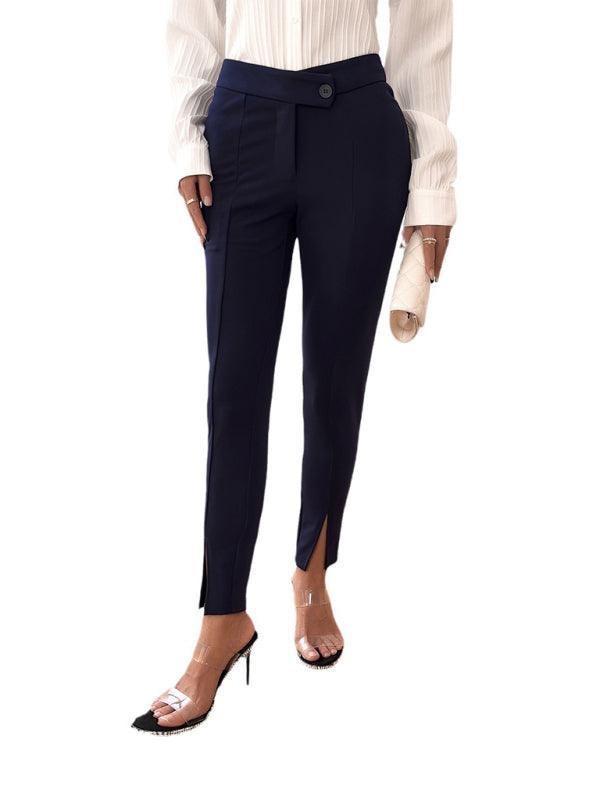 Women's commuting slim fit front slit suit trousers - 808Lush