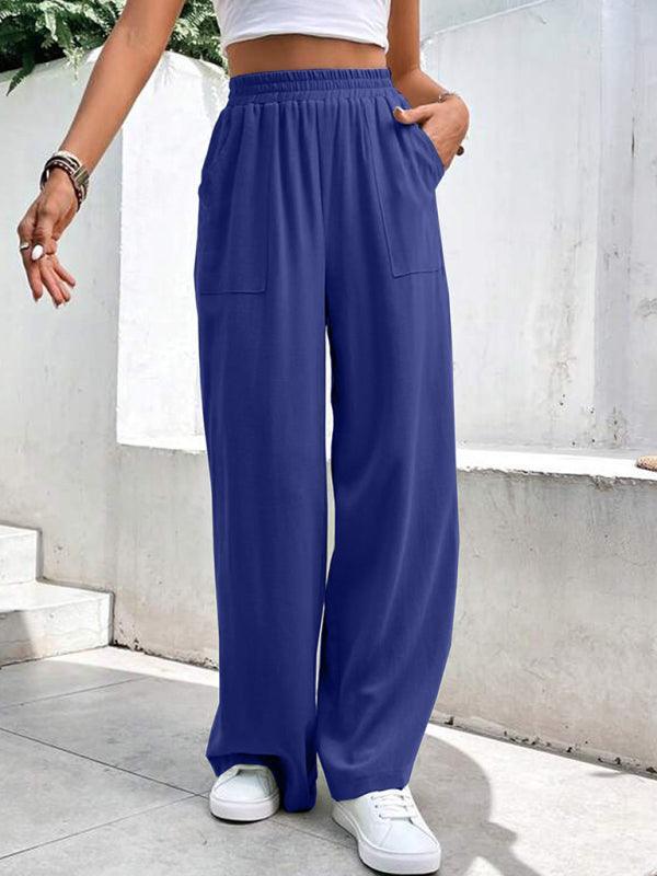 women's mid-waist straight pants, loose sports pocket casual trousers - 808Lush
