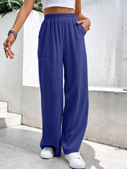 women's mid-waist straight pants, loose sports pocket casual trousers - 808Lush