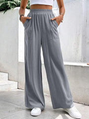 women's mid-waist straight pants, loose sports pocket casual trousers - 808Lush