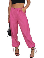 Women's Pants Casual Solid Color Pocket Elastic Waist Jogging Hip Hop Dance Pants - 808Lush