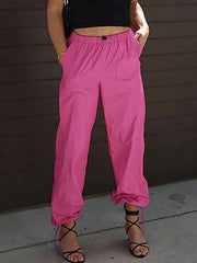 Women's Pants Casual Solid Color Pocket Elastic Waist Jogging Hip Hop Dance Pants - 808Lush