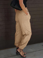 Women's Pants Casual Solid Color Pocket Elastic Waist Jogging Hip Hop Dance Pants - 808Lush
