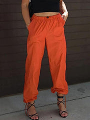 Women's Pants Casual Solid Color Pocket Elastic Waist Jogging Hip Hop Dance Pants - 808Lush