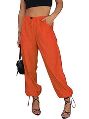 Women's Pants Casual Solid Color Pocket Elastic Waist Jogging Hip Hop Dance Pants - 808Lush