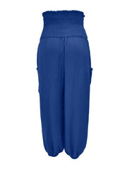 women's elastic high waist wide leg casual trousers - 808Lush