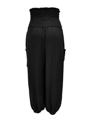 women's elastic high waist wide leg casual trousers - 808Lush