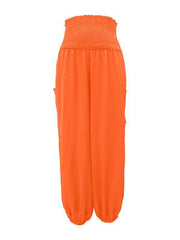 women's elastic high waist wide leg casual trousers - 808Lush