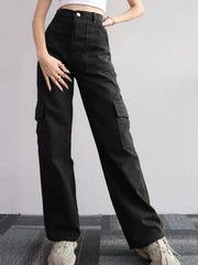 Versatile casual pants, mid-rise three-dimensional pocket trousers, waist-cinching overalls - 808Lush