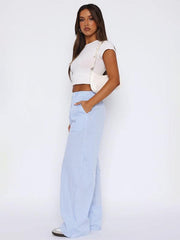 Fashionable casual striped trousers striped printed wide leg trousers - 808Lush