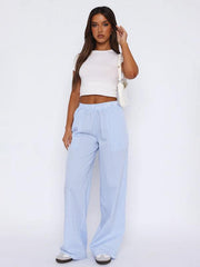 Fashionable casual striped trousers striped printed wide leg trousers - 808Lush
