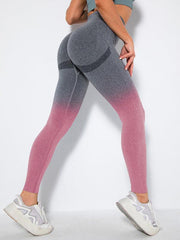 Women's Seamless Gradient Slim Body Quick-drying Sexy Peach Hip Sports Fitness Pants - 808Lush