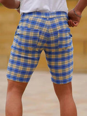 men's skinny plaid plus size casual shorts - 808Lush