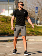 men's skinny plaid plus size casual shorts - 808Lush