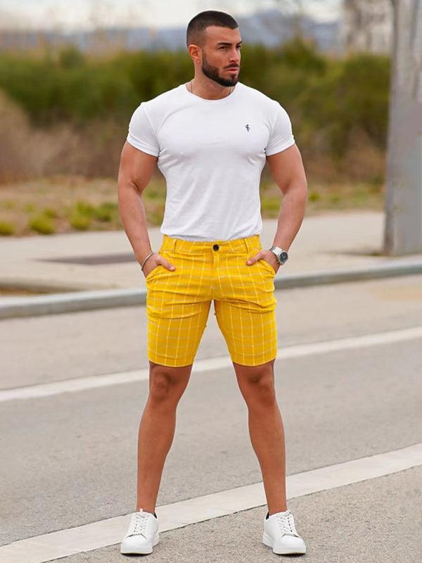 men's skinny plaid plus size casual shorts - 808Lush