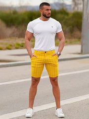 men's skinny plaid plus size casual shorts - 808Lush