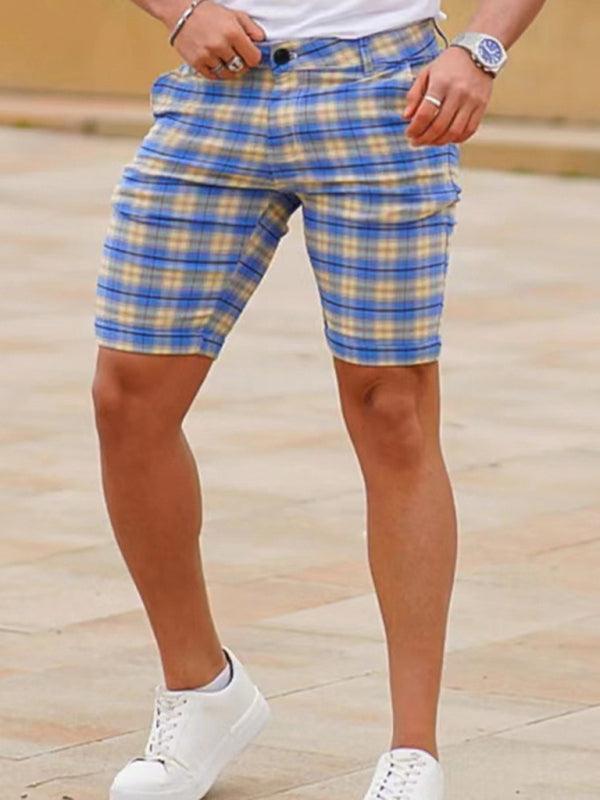 men's skinny plaid plus size casual shorts - 808Lush