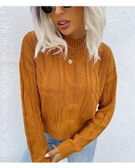 top solid color twist long sleeve women's sweater - 808Lush